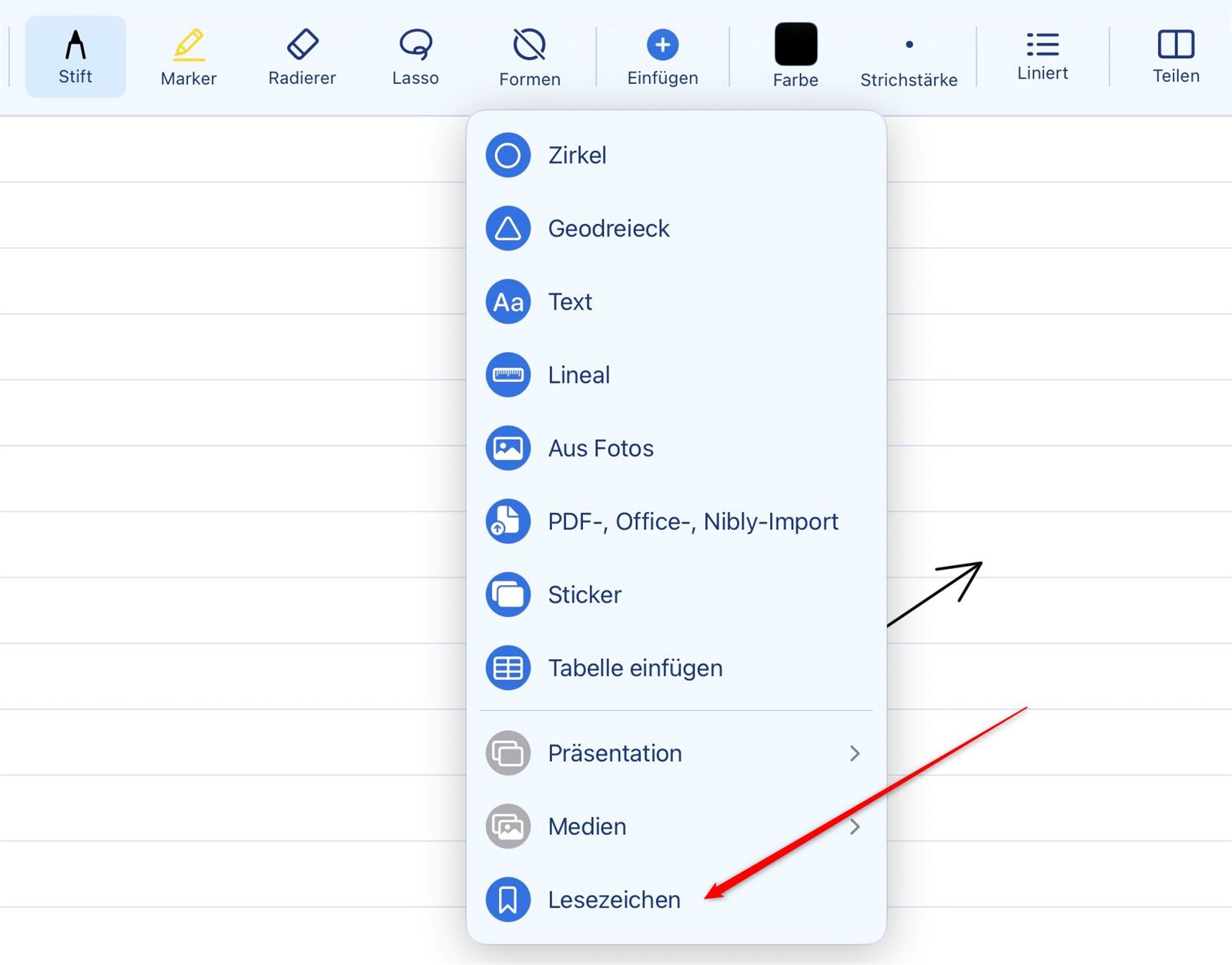 Setting a bookmark and jumping to it from the outline